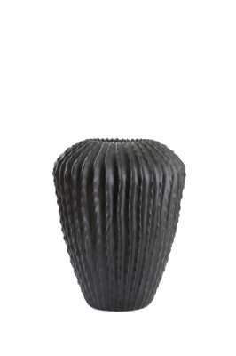 Cacti matt black vase