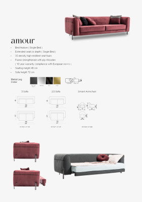 Amour burgundy sofa bed