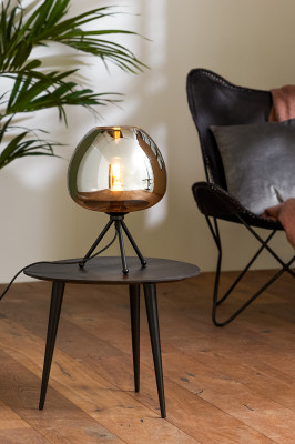 Mayson glass smoked-matt black table lamp