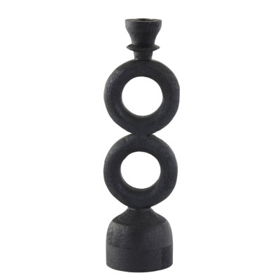 Adrita black wood candle holder