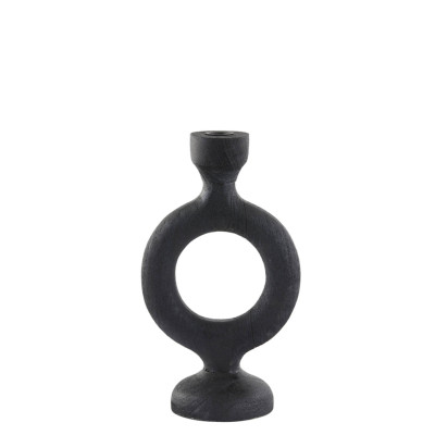 Adrita black wood candle holder